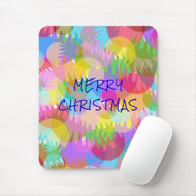 PERSONALIZED SPARKLY COLOURED MERRY CHRISTMAS MOUSE MAT (With Mouse)