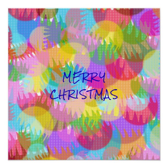 PERSONALIZED SPARKLY COLOURED MERRY CHRISTMAS POSTER (Front)