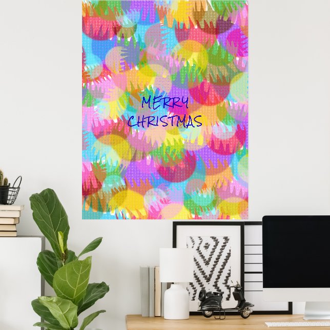 PERSONALIZED SPARKLY COLOURED MERRY CHRISTMAS POSTER (Home Office)