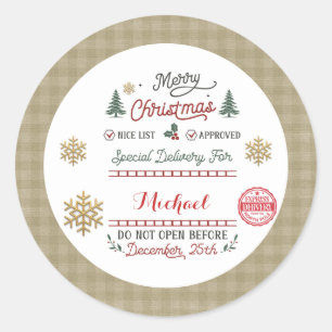 Personalized Special Delivery North Pole Santa Classic Round Sticker