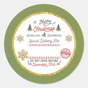 Personalized Special Delivery North Pole Santa Classic Round Sticker
