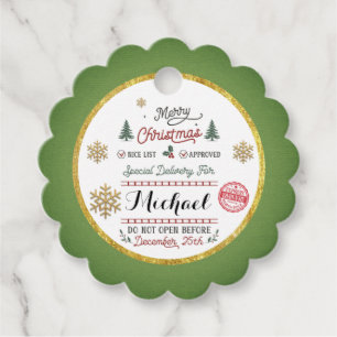Personalized Special Delivery North Pole Santa Favour Tags