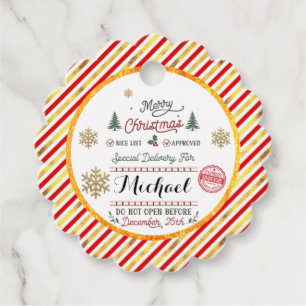 Personalized Special Delivery North Pole Santa Favour Tags