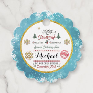Personalized Special Delivery North Pole Santa Favour Tags