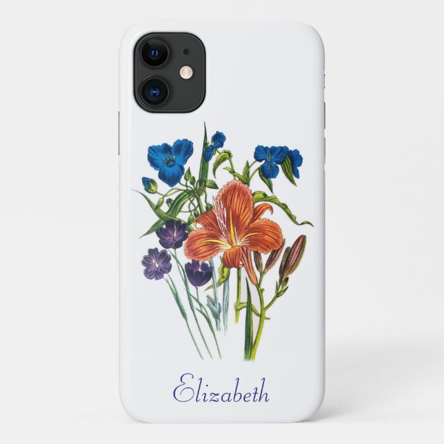 Personalized Spiderwort and Daylily Case-Mate iPhone Case (Back)