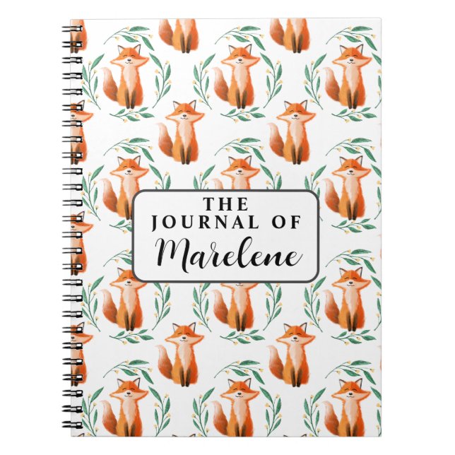 Personalized Spiral Photo Notebook – Cute Fox  (Front)
