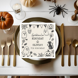Personalized Spooky Cute Skeleton & Ghost Napkin