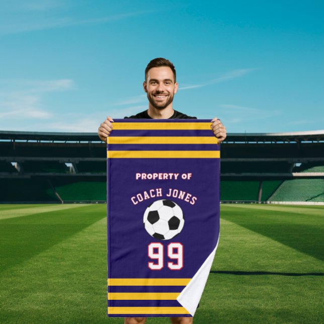 Personalized Sports soccer Custom Football Player Hand Towel (Creator Uploaded)