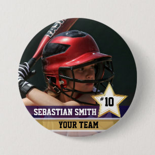 Personalized Sports Team Photo Buttons & Pins
