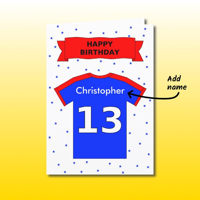 Personalized sports tee 13th birthday card (Creator Uploaded)
