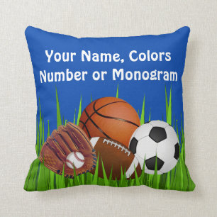 PERSONALIZED Sports Throw Pillows, Change Colours Cushion