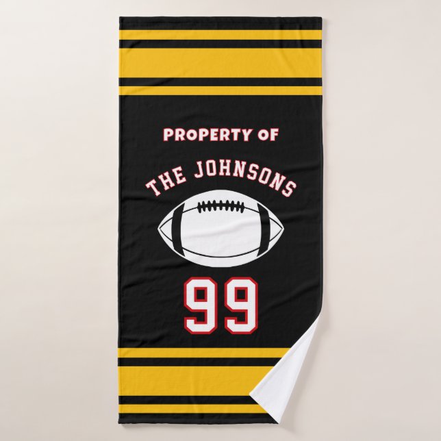 Personalized Sports Towel | Custom Football Player (Bath Towel)