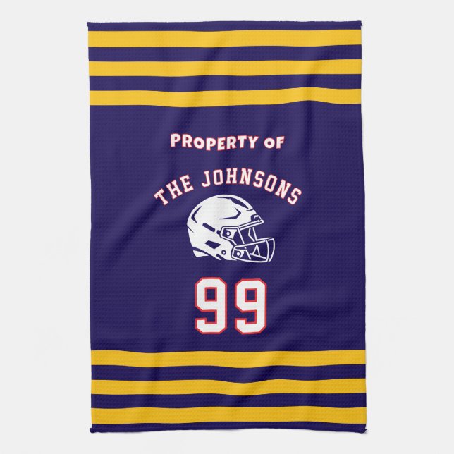 Personalized Sports Towel | Custom Football Player (Vertical)