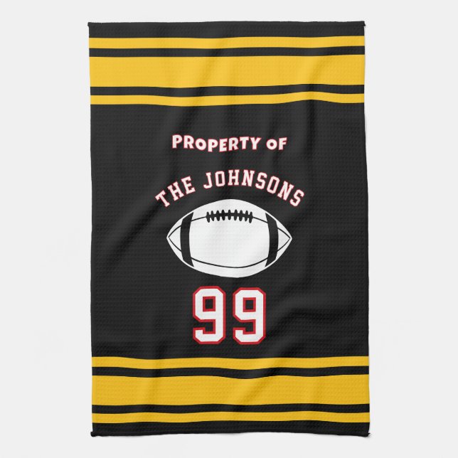 Personalized Sports Towel | Custom Football Player (Vertical)