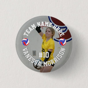 Personalized Sports Volleyball Player Photo Small 3 Cm Round Badge