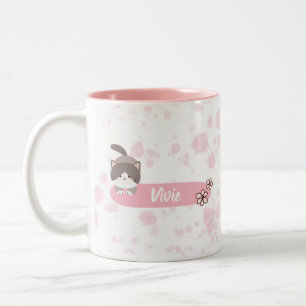 Personalized Spring Cat Two-Tone Coffee Mug