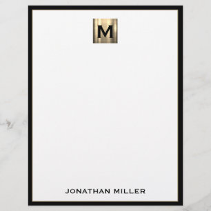 Personalized Square Brushed Metal Monogram Initial Custom Letterhead