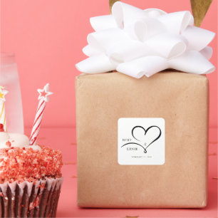 Personalized Square Sticker Custom Wedding Design