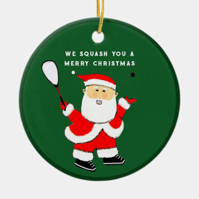 personalized squash player collectible ceramic orn ceramic tree decoration (Front)