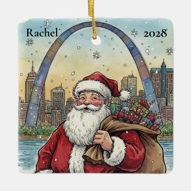 Personalized St Louis Santa Ceramic Ornament (Front)