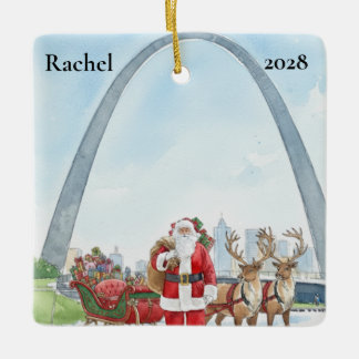 Personalized St Louis Santa Ceramic Ornament