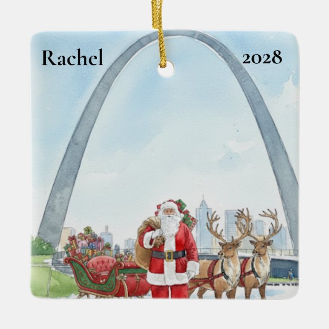 Personalized St Louis Santa Ceramic Ornament (Front)