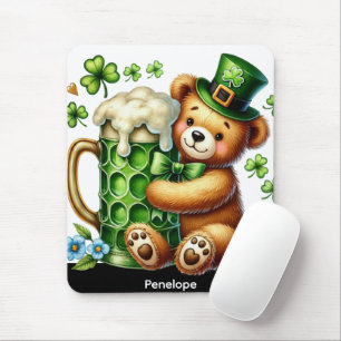 Personalized St. Patrick's Day Bear Mouse Mat