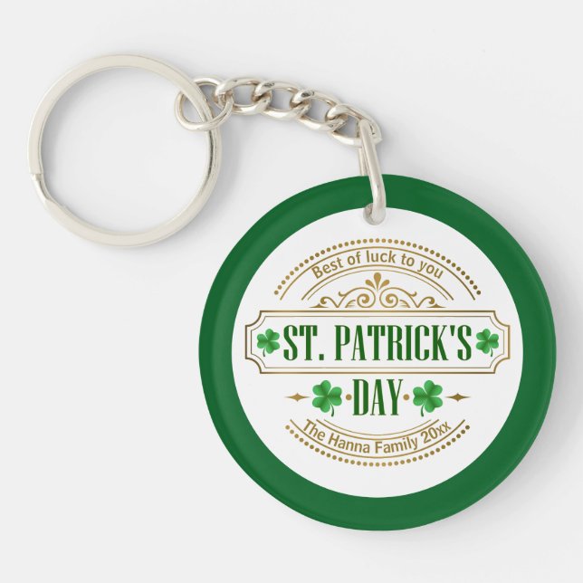Personalized St. Patrick's Day I Luck of the Irish Key Ring (Front)