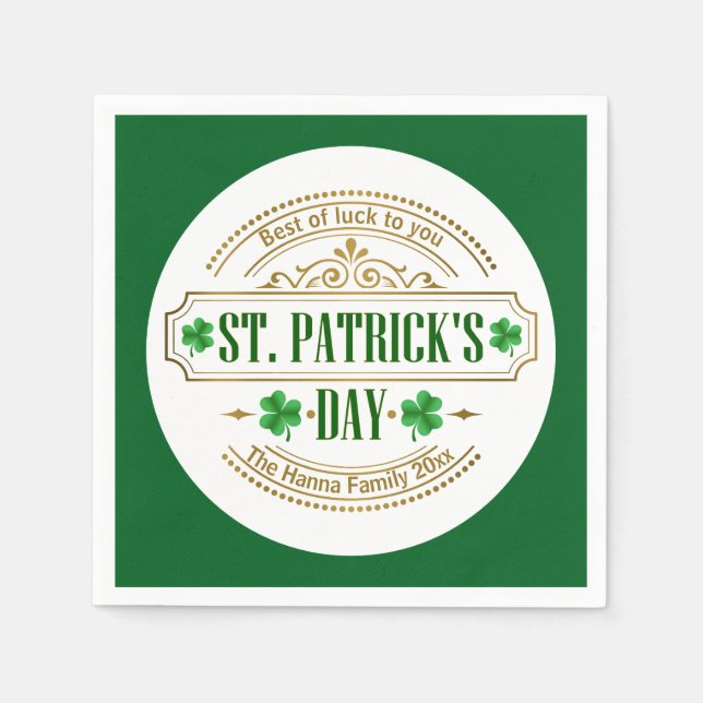 Personalized St. Patrick's Day I Luck of the Irish Napkin (Front)