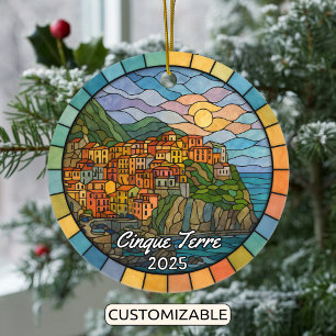 Personalized Stained Glass Cinque Terre Ornament