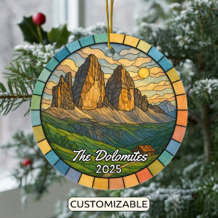 Personalized Stained Glass Dolomites Ornament