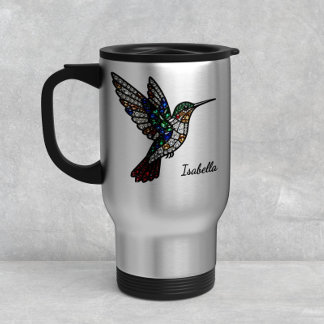Personalized Stained Glass Hummingbird Travel Mug