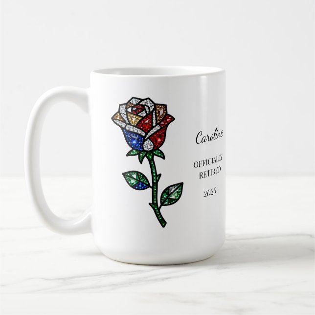 Personalized Stained Glass Rose Retirement Mug  (Left)