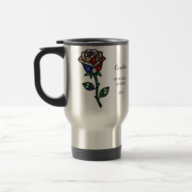 Personalized Stained Glass Rose Retirement Mug  (Left)
