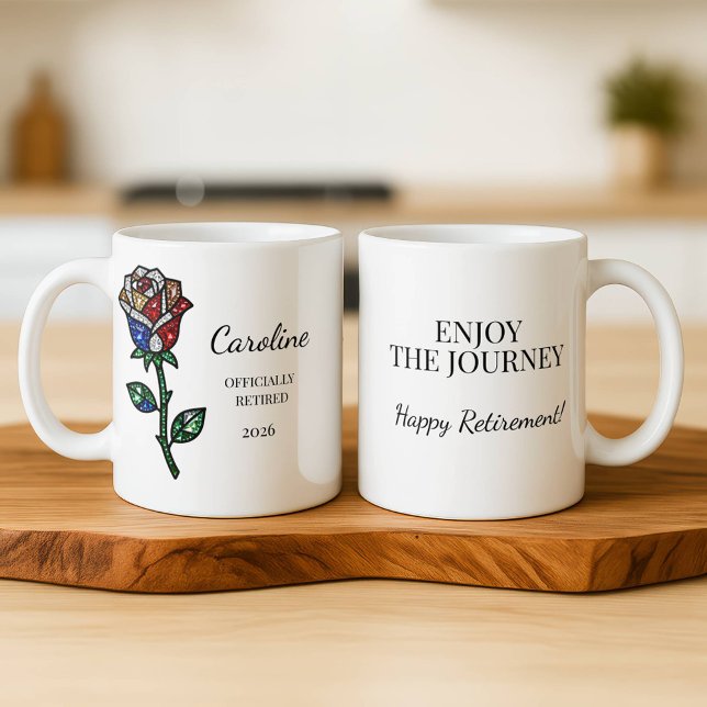 Personalized Stained Glass Rose Retirement Mug  (Creator Uploaded)