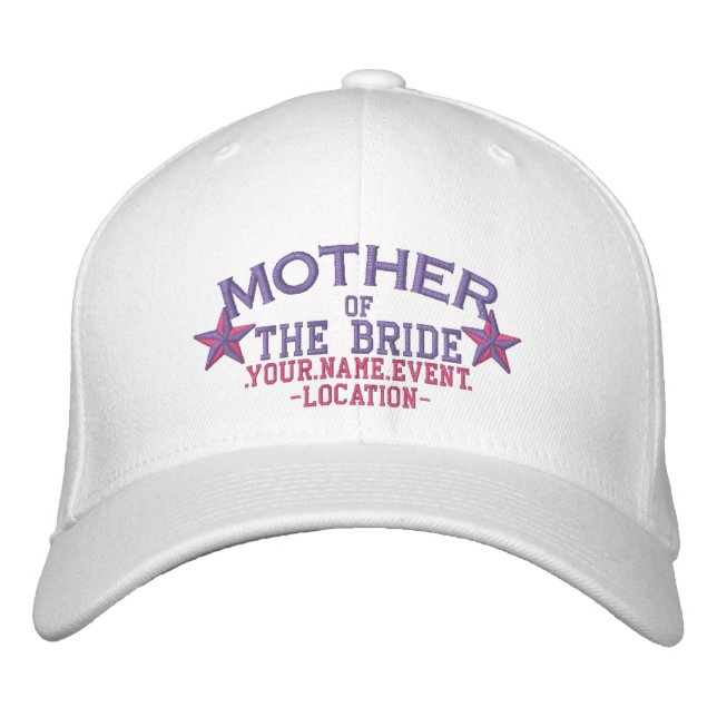 Personalized Stars Mother of the Bride in Pink Embroidered Hat (Front)