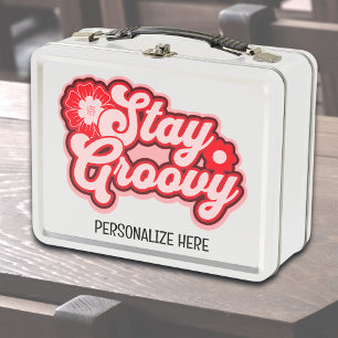 Personalized Stay Groovy 70's Retro Metal Lunch Box