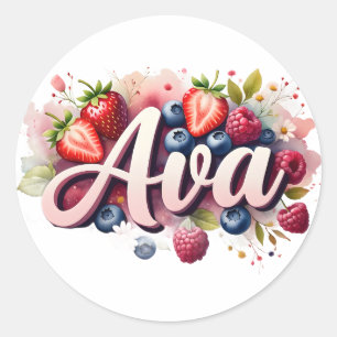 Personalized Sticker Ava Berry Floral Design