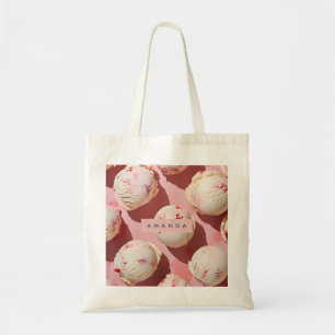 Personalized Strawberry Cream Swirl Aesthetic Tote Bag