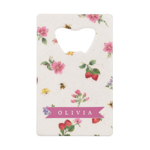 Personalized Strawberry Garden Bee Cottagecore