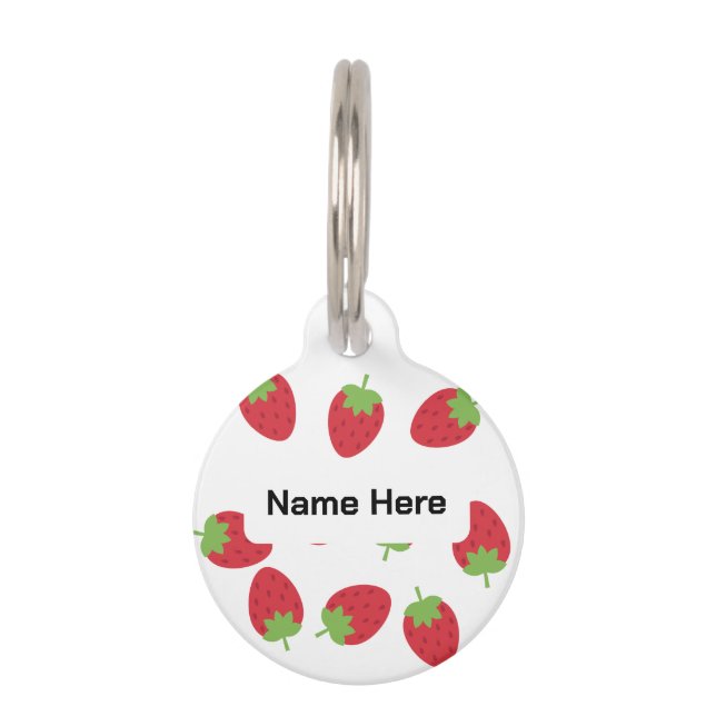 Personalized Strawberry Pet ID Tag (Front)
