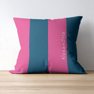 Personalized Stripe Pink Blue Cushion