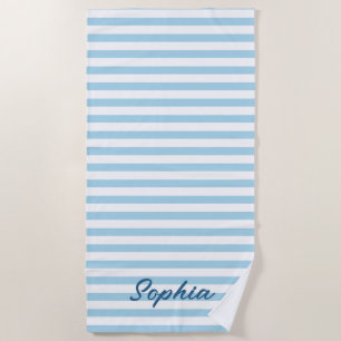 Personalized Striped Beach Towel, Custom Name Pool Towel