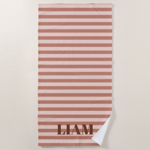 Personalized Striped Beach Towel, Custom Name Pool Towel