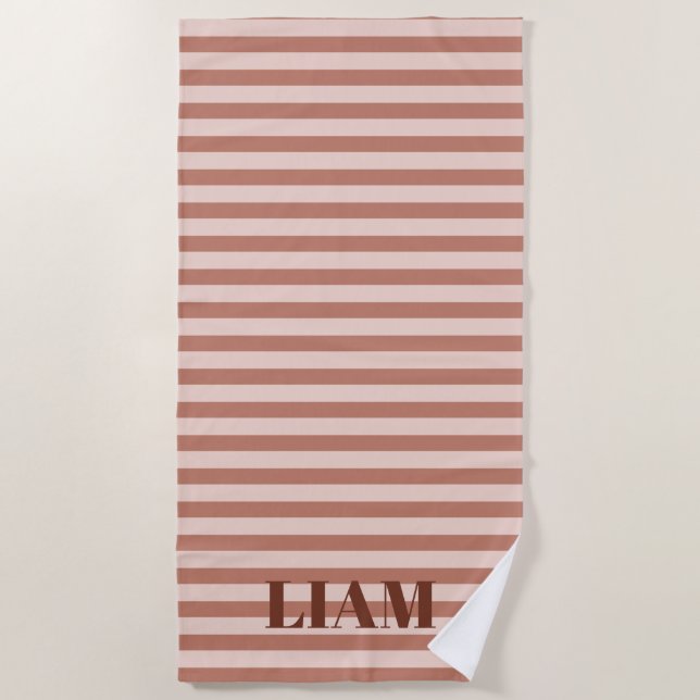 Personalized Striped Beach Towel, Custom Name Pool Towel (Front)