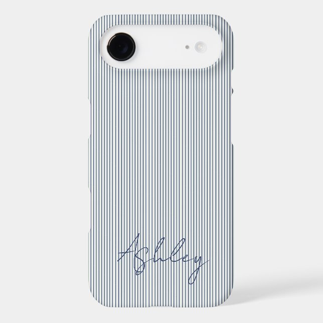 Personalized Striped Blue Tones Minimalist Chic (Back)