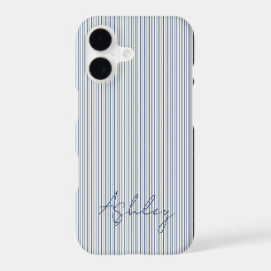 Personalized Striped Blue Tones Minimalist Chic