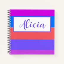 PERSONALIZED STRIPED DESIGN Notebook