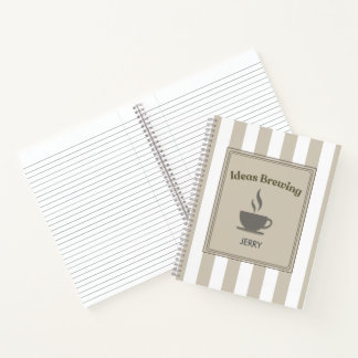 Personalized Striped Khaki "Ideas Brewing" Notebook