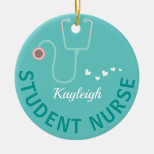 Personalized Student Nurse- stethoscope Ceramic Tree Decoration